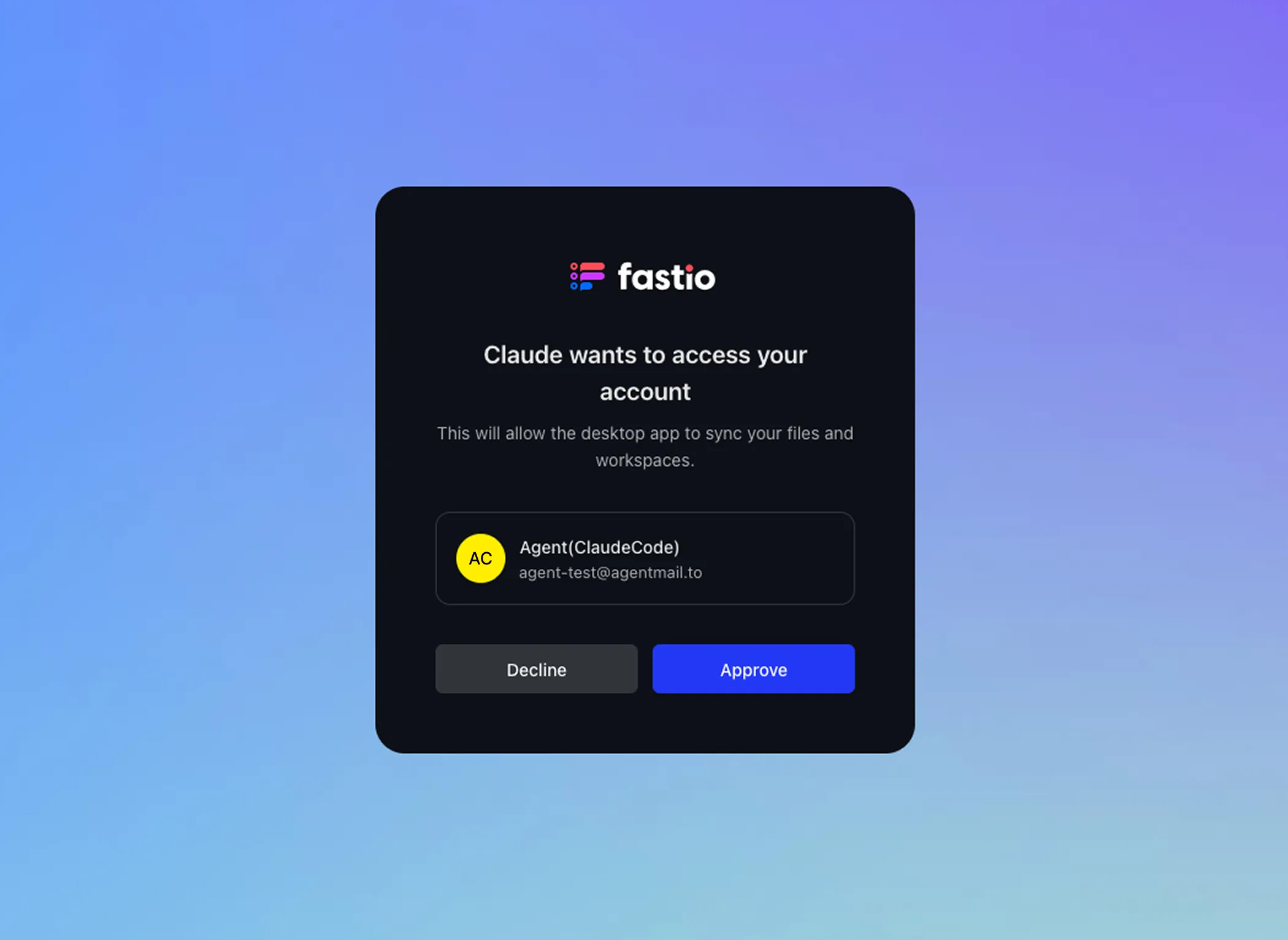 Fast.io approve access page for Claude