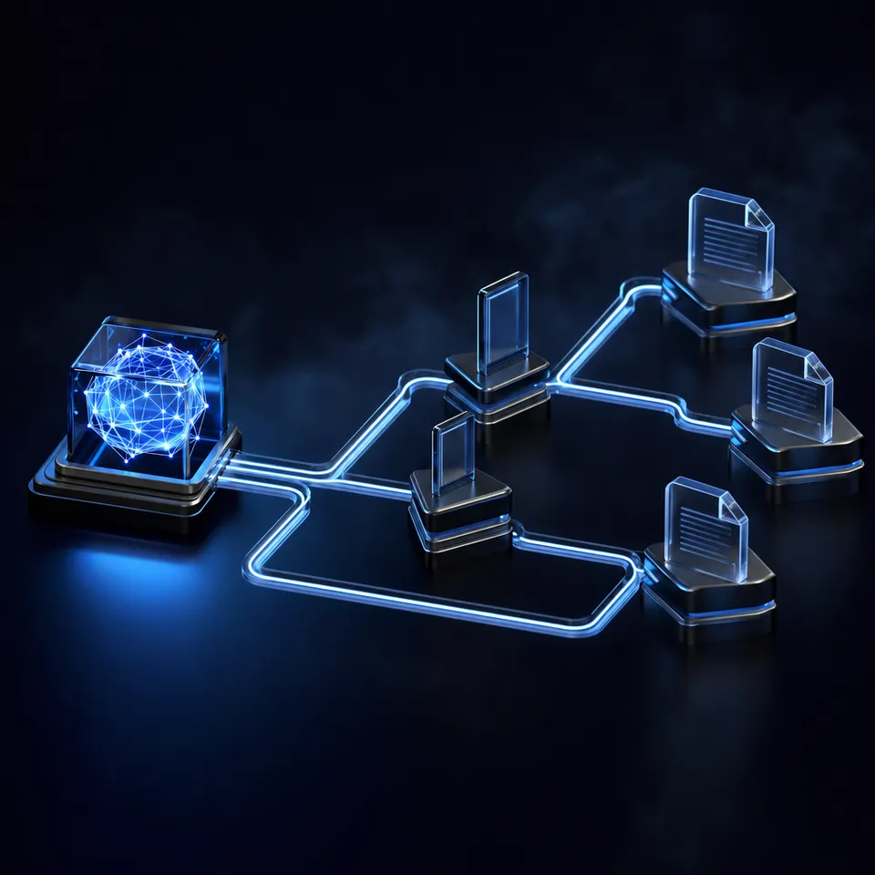 AI agent collaboration workspace showing autonomous system architecture