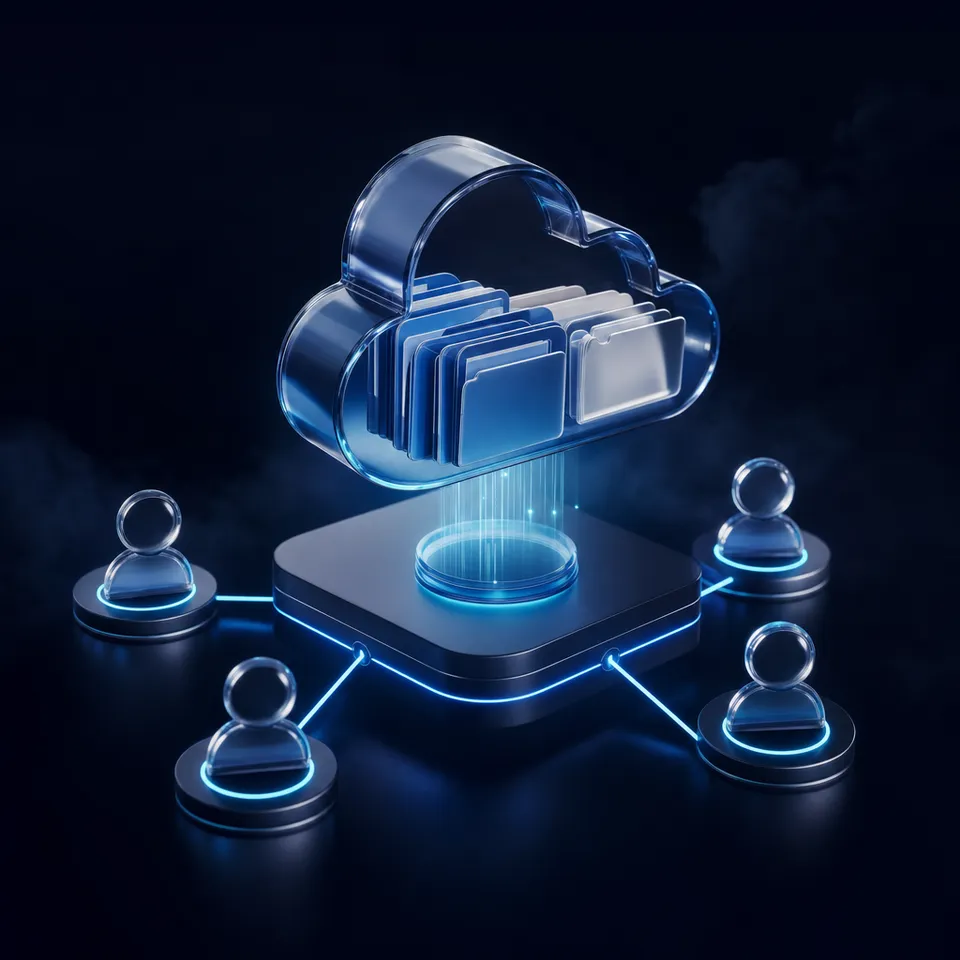 AI workspace interface showing file sharing and collaboration tools