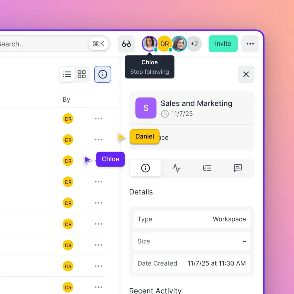 Fast.io file sharing interface showing link sharing options