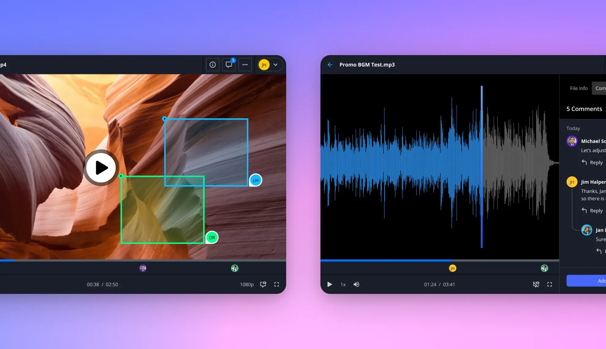 Preview interface showing file thumbnails and sharing options