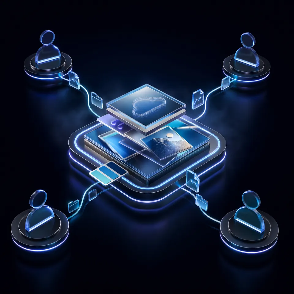 AI agent workspace showing shared campaign assets and collaboration tools