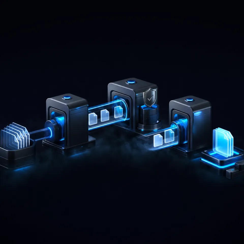 AI agent workflow interface showing document generation and sharing capabilities