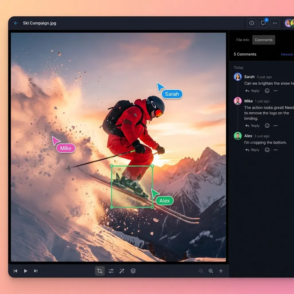 Team members collaborating on a 3D project with real-time presence indicators