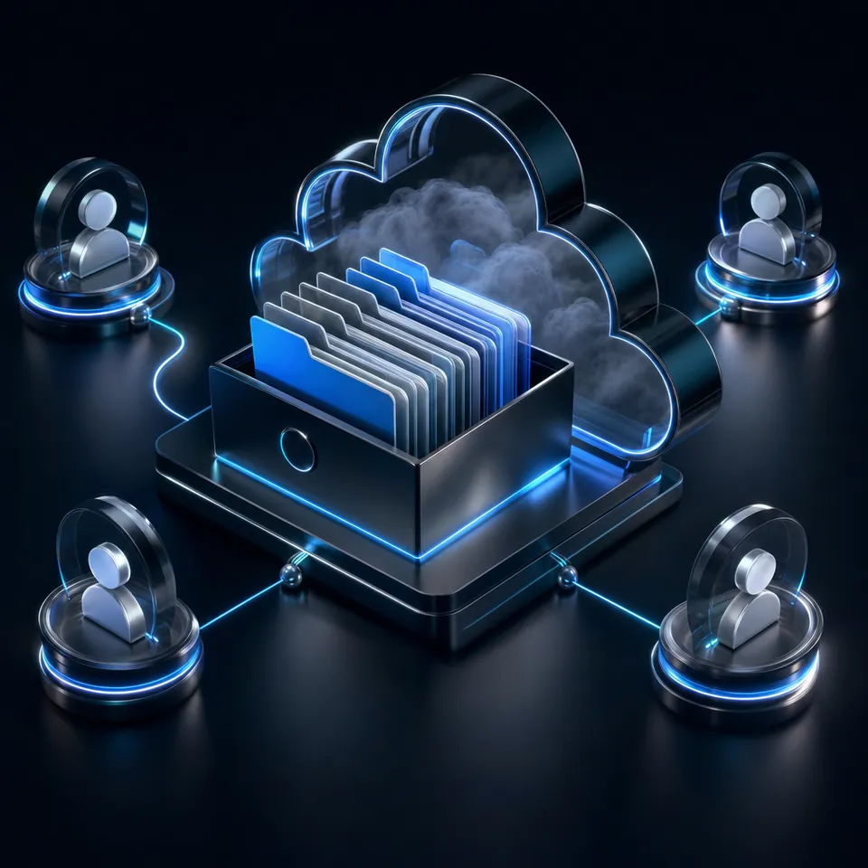 Architecture diagram contrasting Microsoft Copilot Studio native OneDrive knowledge sources with Fast.io remote MCP retrieval