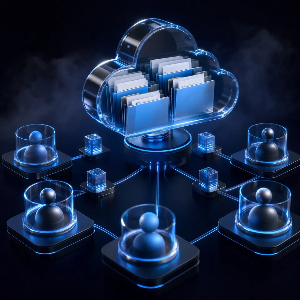 Illustration of large dataset processing and storage architecture across applications