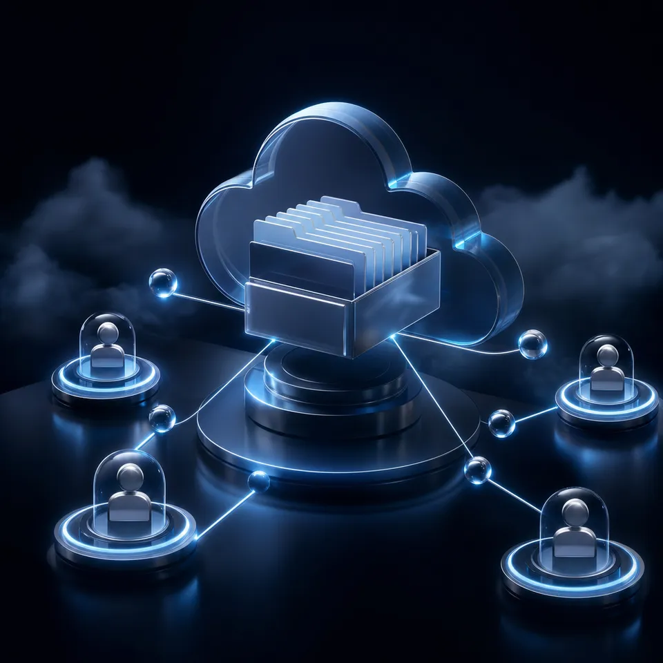 Architecture diagram showing Dify AI agents querying Dropbox cloud storage files through an indexed Fast.io workspace