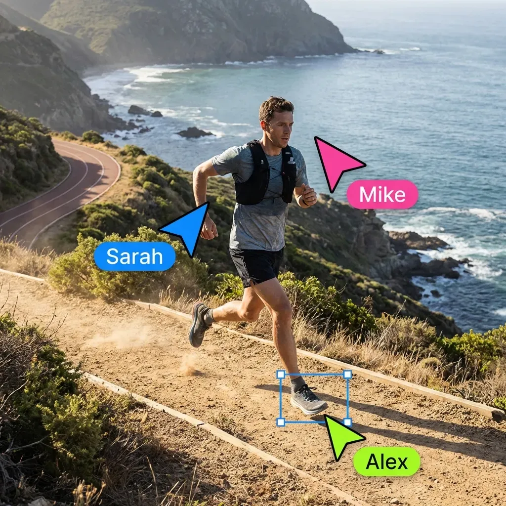 Follow mode showing synchronized cursor tracking between team members