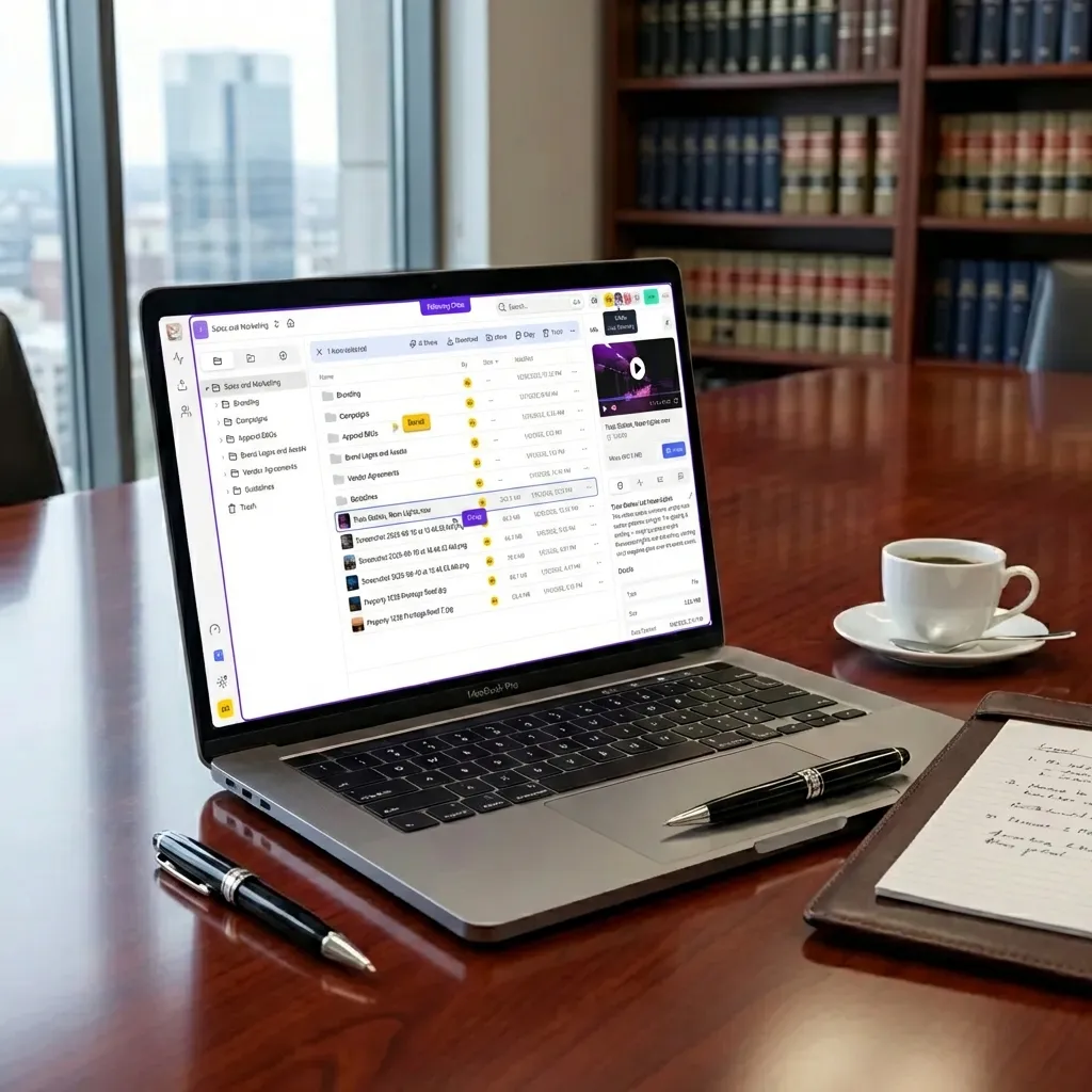 File management interface showing organized folder structure for legal and transaction documents