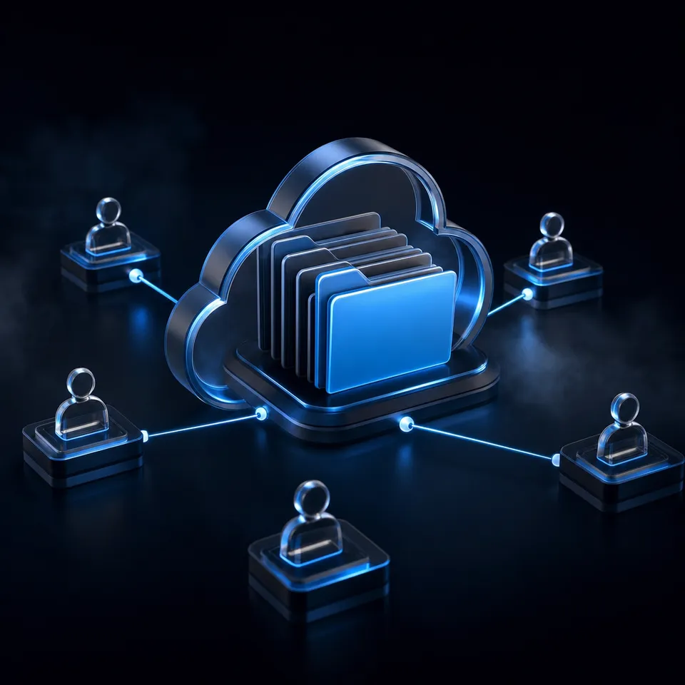 Architecture diagram comparing Google Drive virtual drive mounting in File Explorer with intelligent cloud workspace connectors