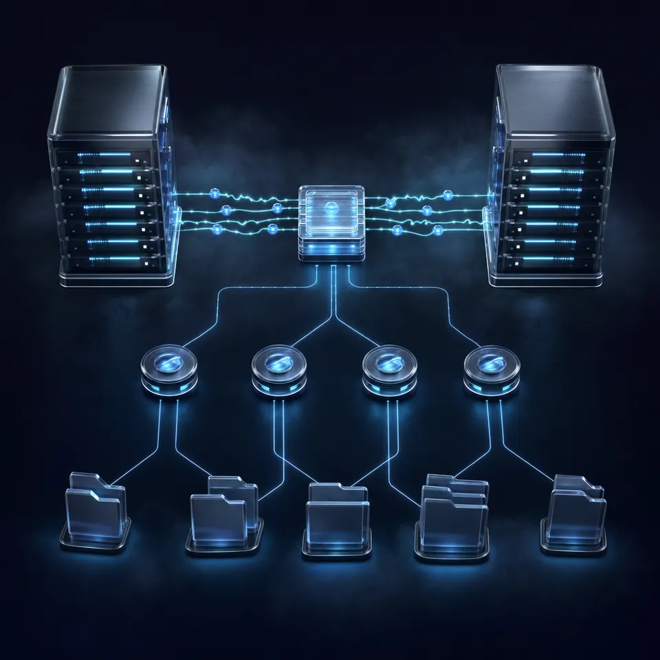 Architectural diagram showing local MCP filesystem configuration on Windows alongside remote cloud workspace endpoints
