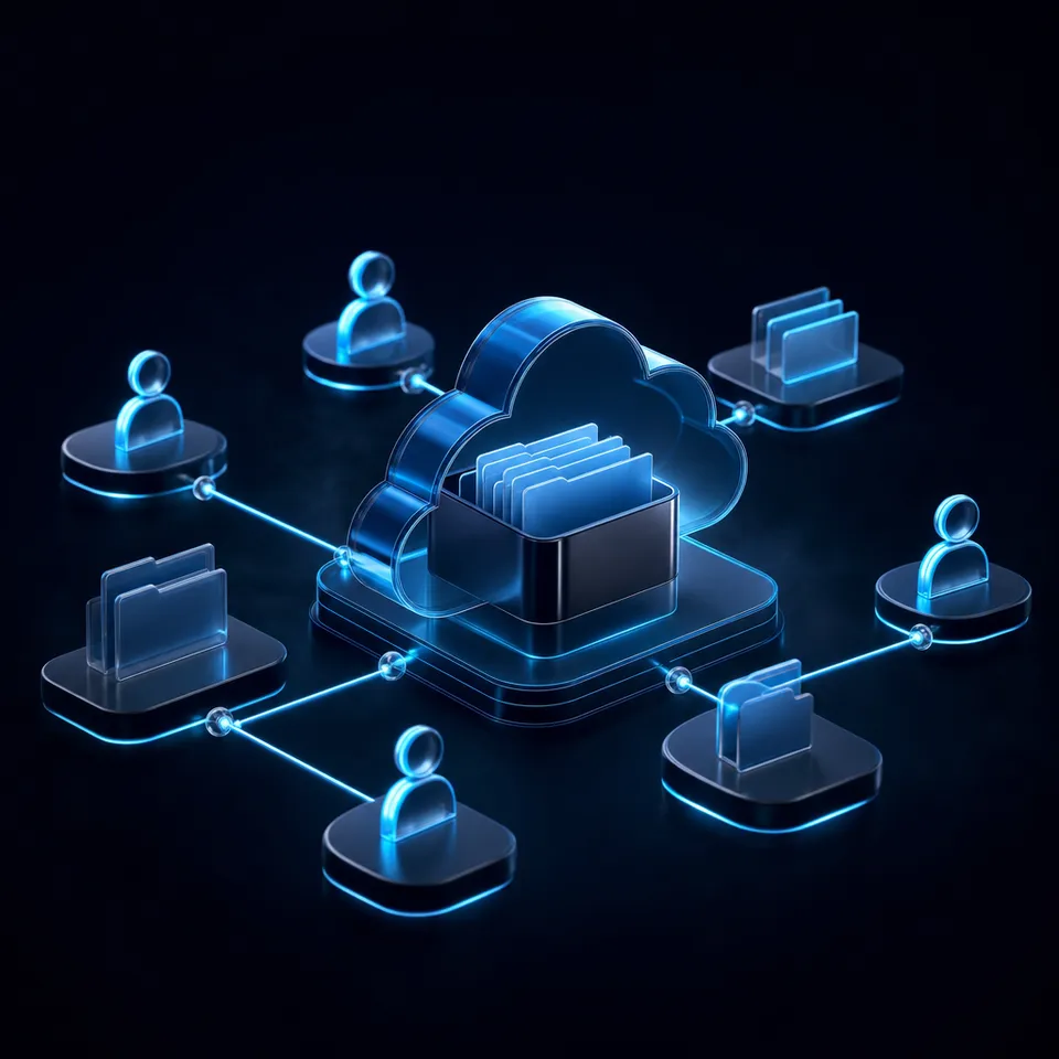 AI agent workspace interface showing file sharing and collaboration tools