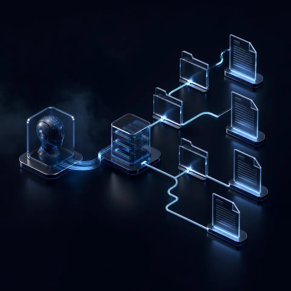 AI agent processing access decisions and syncing results to a cloud workspace