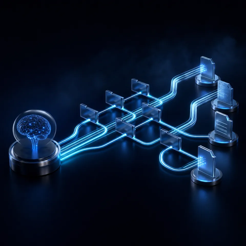 AI agent workspace dashboard with connected devices and file management