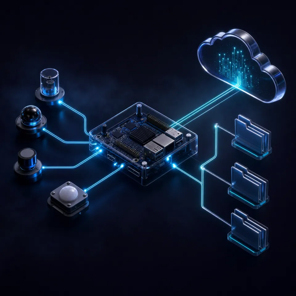 AI agent architecture diagram showing edge device connections