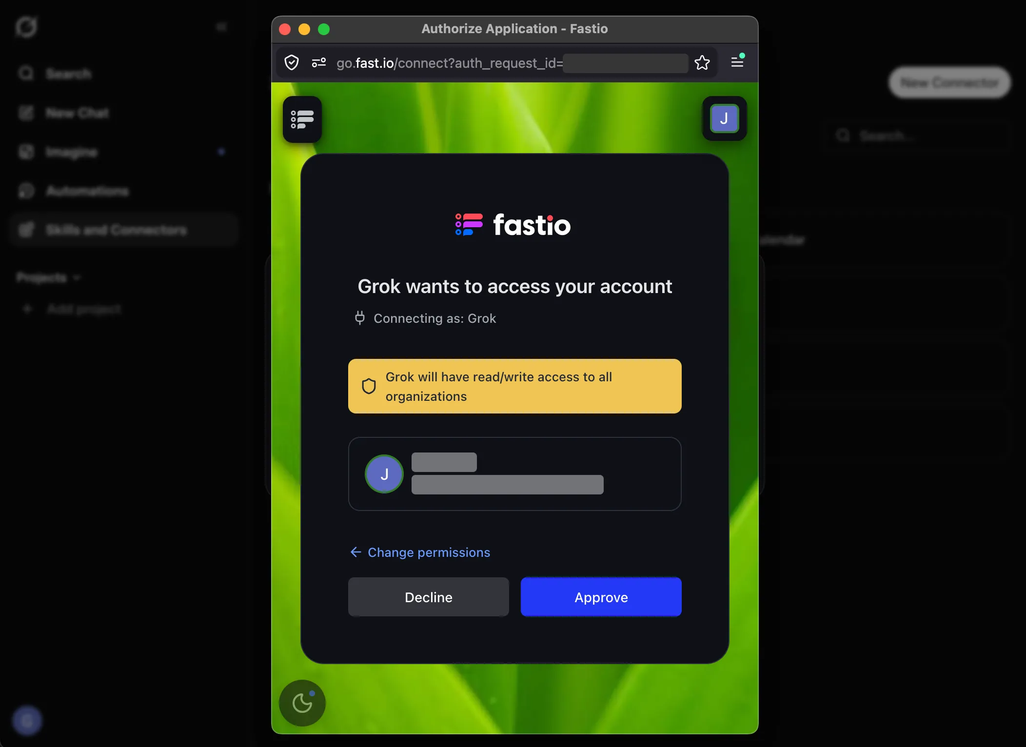 Fastio approve access confirmation page