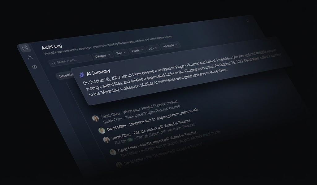 Fast.io AI Intelligence Audit Log Interface